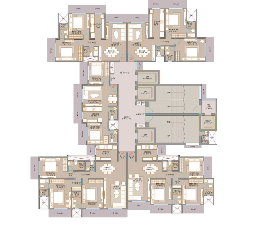 2 BHK 675 sqft Floor Plan